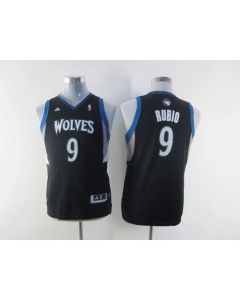 Timberwolves #9 Ricky Rubio Black Stitched Youth NBA Jersey