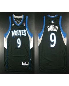 Timberwolves #9 Ricky Rubio Revolution 30 Black Stitched NBA Jersey
