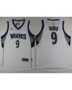 Timberwolves #9 Ricky Rubio Revolution 30 White Stitched NBA Jersey