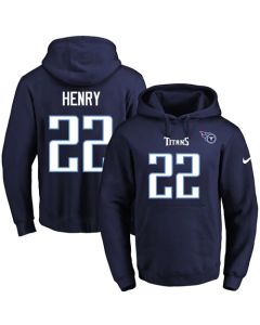 Titans #22 Derrick Henry Navy Blue Name & Number Pullover NFL Hoodie