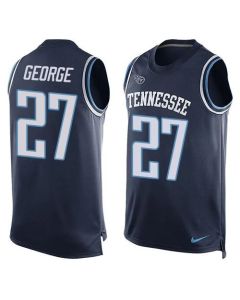 Titans #27 Eddie George Navy Blue Alternate Men's Stitched NFL Limited Tank Top Jersey