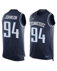 Titans #94 Austin Johnson Navy Blue Alternate Men's Stitched NFL Limited Tank Top Jersey