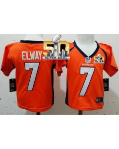Toddler Broncos #7 John Elway Orange Team Color Super Bowl 50 Stitched NFL Elite Jersey