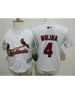Toddler Cardinals #4 Yadier Molina White Cool Base Stitched MLB Jersey
