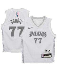 Toddler Dallas Mavericks #77 Luka Doncic White 2024/25 Swingman City Edition Player Jersey (White)