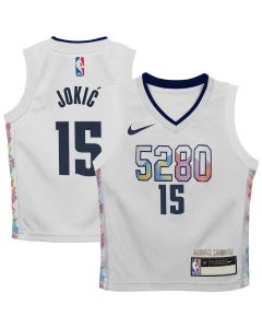 Toddler Denver Nuggets #15 Nikola Jokic White 2024/25 Swingman City Edition Player Jersey (White)