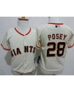 Toddler Giants #28 Buster Posey Cream Stitched MLB Jersey