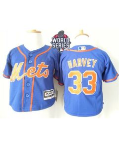 Toddler Mets #33 Matt Harvey Blue Alternate Home Cool Base W/2015 World Series Patch Stitched MLB Jersey