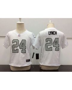 Toddler Oakland Raiders #24 Marshawn Lynch White Stitched NFL Jersey