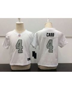 Toddler Oakland Raiders #4 Derek Carr White Stitched NFL Jersey