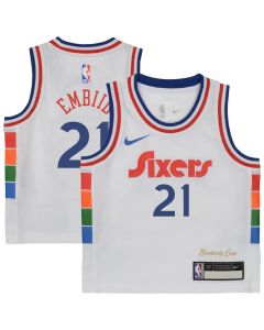 Toddler Philadelphia 76ers #21 Joel Embiid White 2024/25 Swingman City Edition Player Jersey (White)