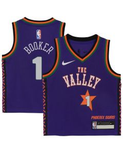 Toddler Phoenix Suns #1 Devin Booker Purple 2024/25 Swingman City Edition Player Jersey (Purple)