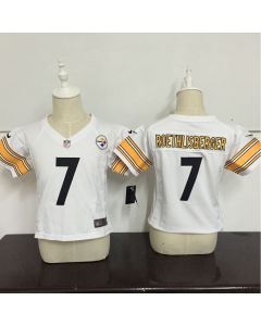 Toddler Pittsburgh Steelers #7 Ben Roethlisberger White Stitched NFL Jersey