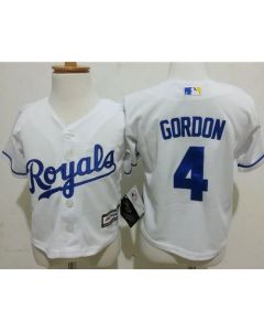 Toddler Royals #4 Alex Gordon White Cool Base Stitched MLB Jersey