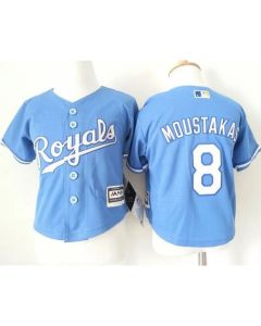 Toddler Royals #8 Mike Moustakas Light Blue Alternate 1 Cool Base Stitched MLB Jersey