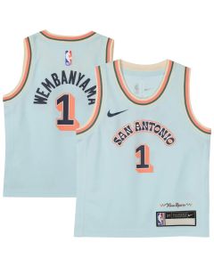 Toddler San Antonio Spurs #1 Victor Wembanyama Light Blue 2024/25 Swingman City Edition Player Jersey