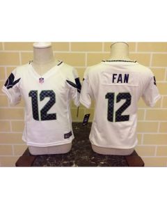 Toddler Seattle Seahawks #12 Fan White Stitched NFL Jersey
