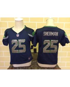 Toddler Seattle Seahawks #25 Richard Sherman Navy Blue Stitched NFL Jersey