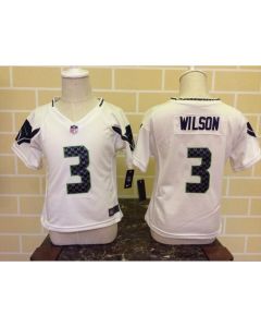 Toddler Seattle Seahawks #3 Russell Wilson White Stitched NFL Jersey