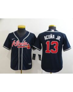 Toddlers Atlanta Braves #13 Ronald Acuna Jr Navy Cool Base Stitched toddlers MLB Jersey
