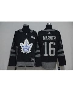 Toronto Maple Leafs #16 Marner Black Men's 1917-2017 100th Anniversary Stitched NHL Jersey