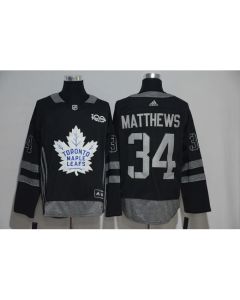 Toronto Maple Leafs #34 Auston Matthews Black Men's 1917-2017 100th Anniversary Stitched NHL Jersey