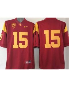 Trojans #15 Red PAC-12 C Patch Stitched NCAA Jersey