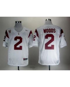 Trojans #2 Robert Woods White With Pac-12 Patch Stitched NCAA Jersey