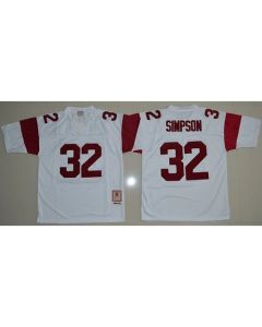 Trojans #32 O.J. Simpson White Stitched NCAA Jersey