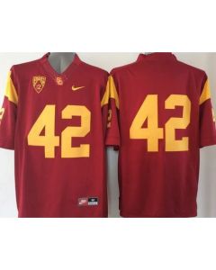 Trojans #42 Ronnie Lott Red PAC-12 C Patch Stitched NCAA Jersey