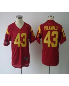 Trojans #43 Troy Polamalu Red Stitched Youth NCAA Jersey