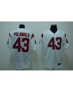 Trojans #43 Troy Polamalu White Stitched NCAA Jersey