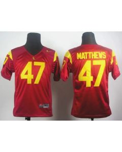 Trojans #47 Clay Matthews Red Stitched Youth NCAA Jersey