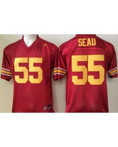 Trojans #55 Junior Seau Red Stitched NCAA Jersey