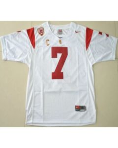 Trojans #7 Matt Barkley White With PAC-12 C Patch Stitched NCAA Jersey