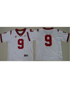 Trojans #9 JuJu Smith-Schuster White PAC-12 C Patch Stitched NCAA Jersey