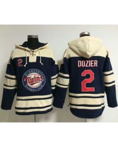 Twins #2 Brian Dozier Navy Blue Sawyer Hooded Sweatshirt MLB Hoodie
