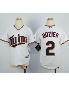 Twins #2 Brian Dozier White Cool Base Stitched Youth MLB Jersey