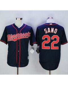 Twins #22 Miguel Sano Navy Blue Alternate Road New Cool Base Stitched MLB Jersey