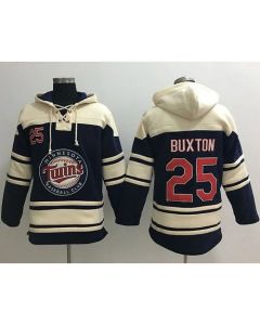 Twins #25 Byron Buxton Navy Blue Sawyer Hooded Sweatshirt MLB Hoodie