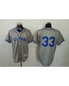 Twins #33 Justin Morneau Grey 1948 St. Paul Saints Turn Back The Clock Stitched MLB Jersey