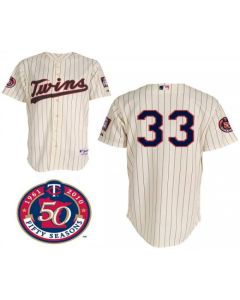 Twins #33 Justin Morneau Stitched Cream MLB Jersey