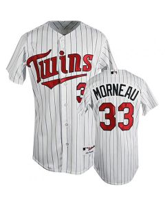 Twins #33 Justin Morneau Stitched White(Blue Strip) Cool Base Youth MLB Jersey