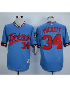 Twins #34 Kirby Puckett Light Blue 1984 Turn Back The Clock Stitched MLB Jersey