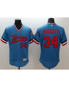Twins #34 Kirby Puckett Light Blue Flexbase Authentic Collection Cooperstown Stitched MLB Jersey