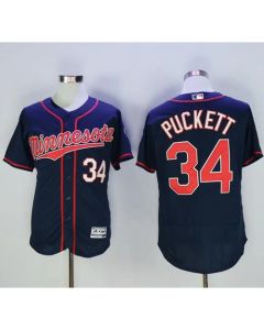 Twins #34 Kirby Puckett Navy Blue Flexbase Authentic Collection Stitched MLB Jersey