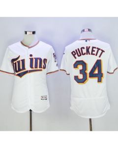 Twins #34 Kirby Puckett White Flexbase Authentic Collection Stitched MLB Jersey