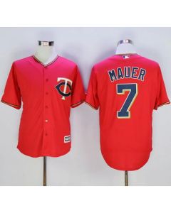 Twins #7 Joe Mauer Red New Cool Base Stitched MLB Jersey