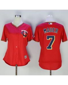 Twins #7 Joe Mauer Red Women's Alternate Stitched MLB Jersey