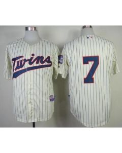 Twins #7 Joe Mauer Stitched Cream MLB Jersey